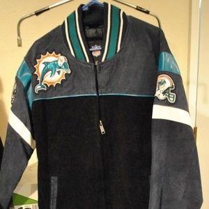MIAMI DOLPHINS Mens Suede Leather Jacket